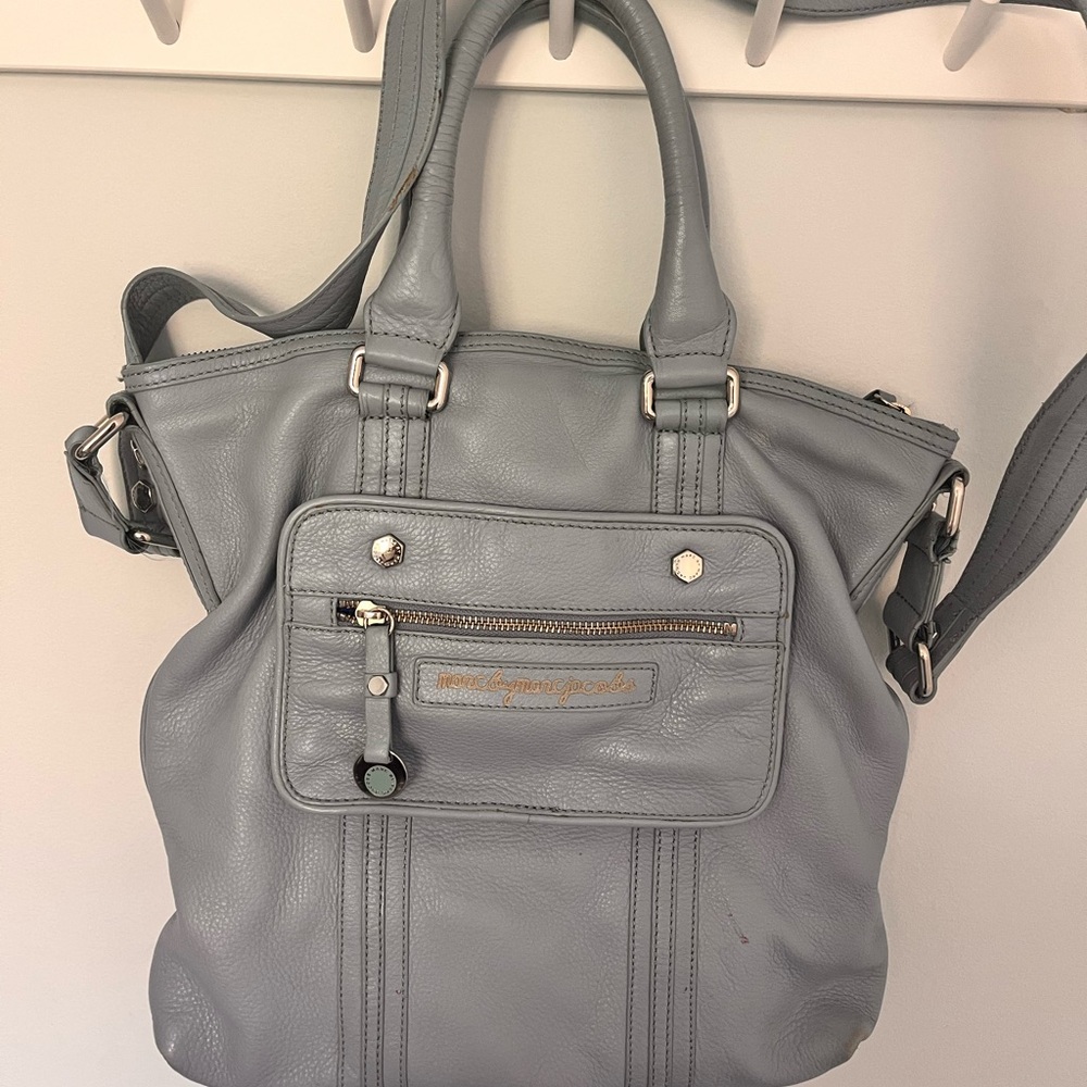 Marc By Marc Jacobs pastel grey blue Leather Tote